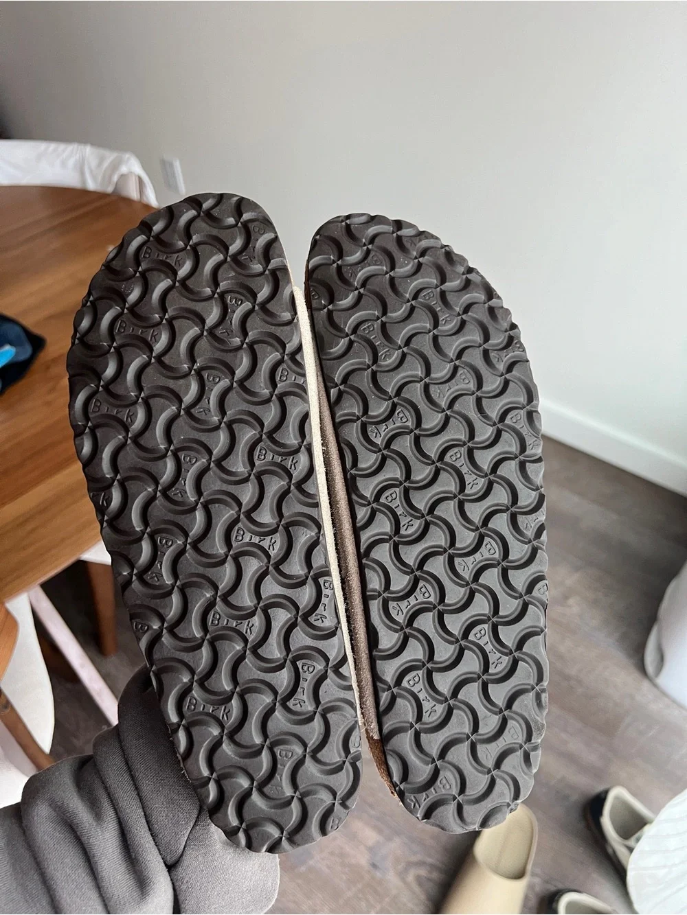 Birkenstock Arizona Suede Double Strap Sandals in Taupe